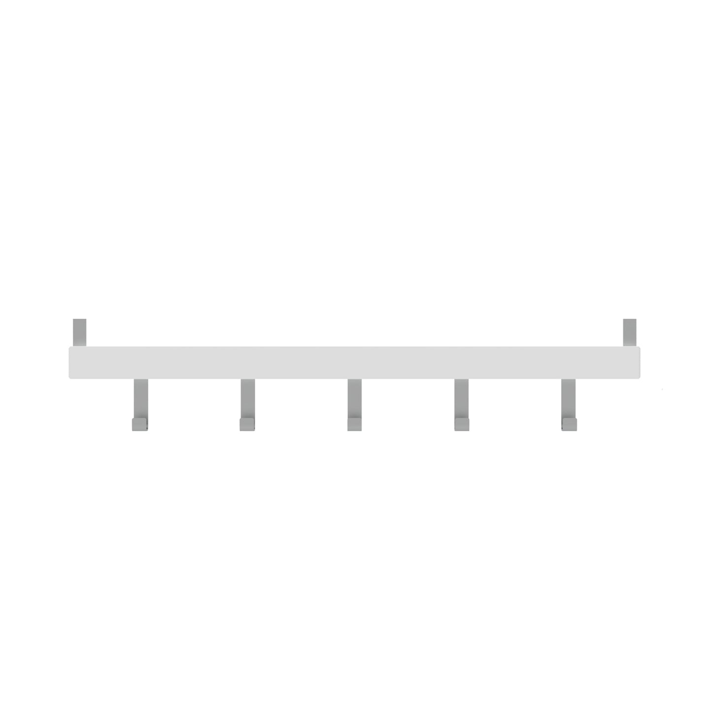 5 Chrome Hooks on White Board Over Door Hook